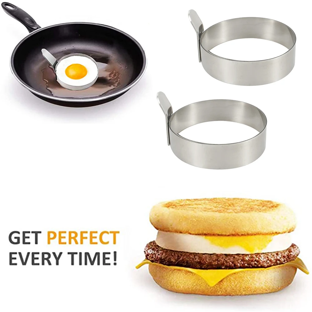 1 шт. антипригарная форма для жарки яиц из нержавеющей стали с ручкой круглые