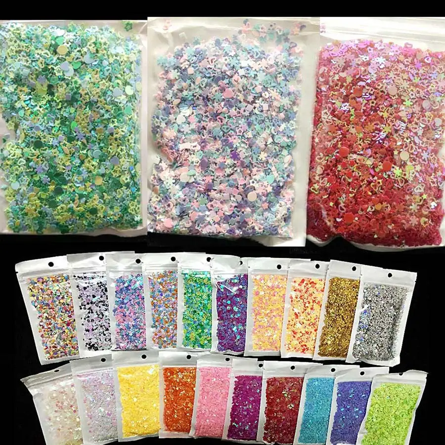 20 г Смешанные стильные Звезды Сердце снежинки Лазерная пайетка Сделай Сам