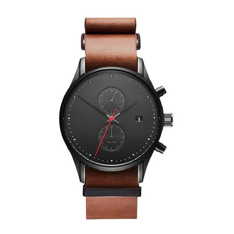 Часы наручные мужские с кожаным ремешком повседневные спортивные брендовые