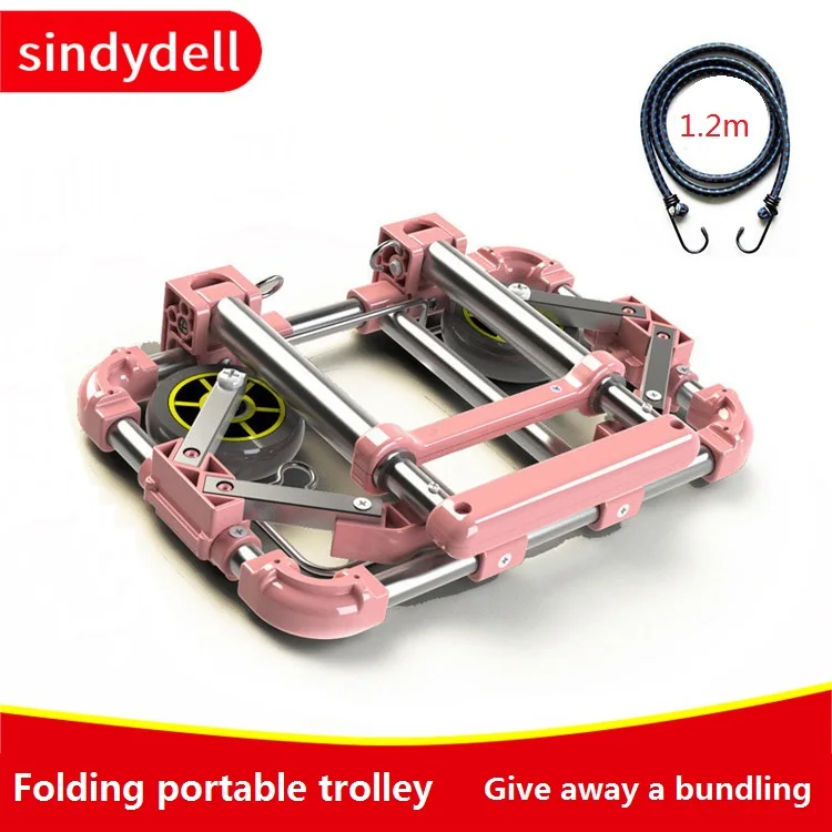 Stainless steel handcart folding shopping cart portable pull-rod luggage household multi-purpose vegetable Trailer | Дом и сад