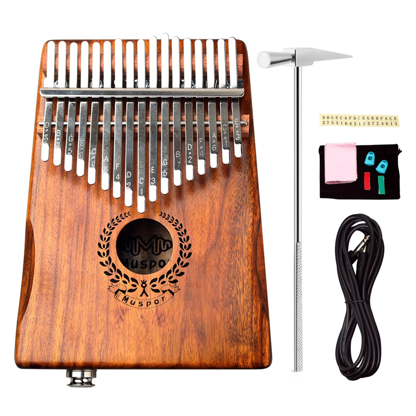 Пианино Kalimba на 17 клавиш с аудио кабелем и сумкой для хранения портативное