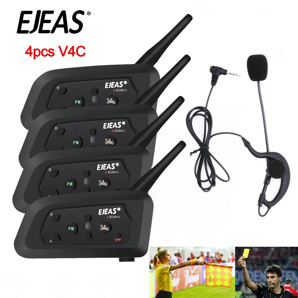 Профессиональный футбольный рефери Интерком EJEAS V4 Bluetooth гарнитура 850 мАч 4 человек