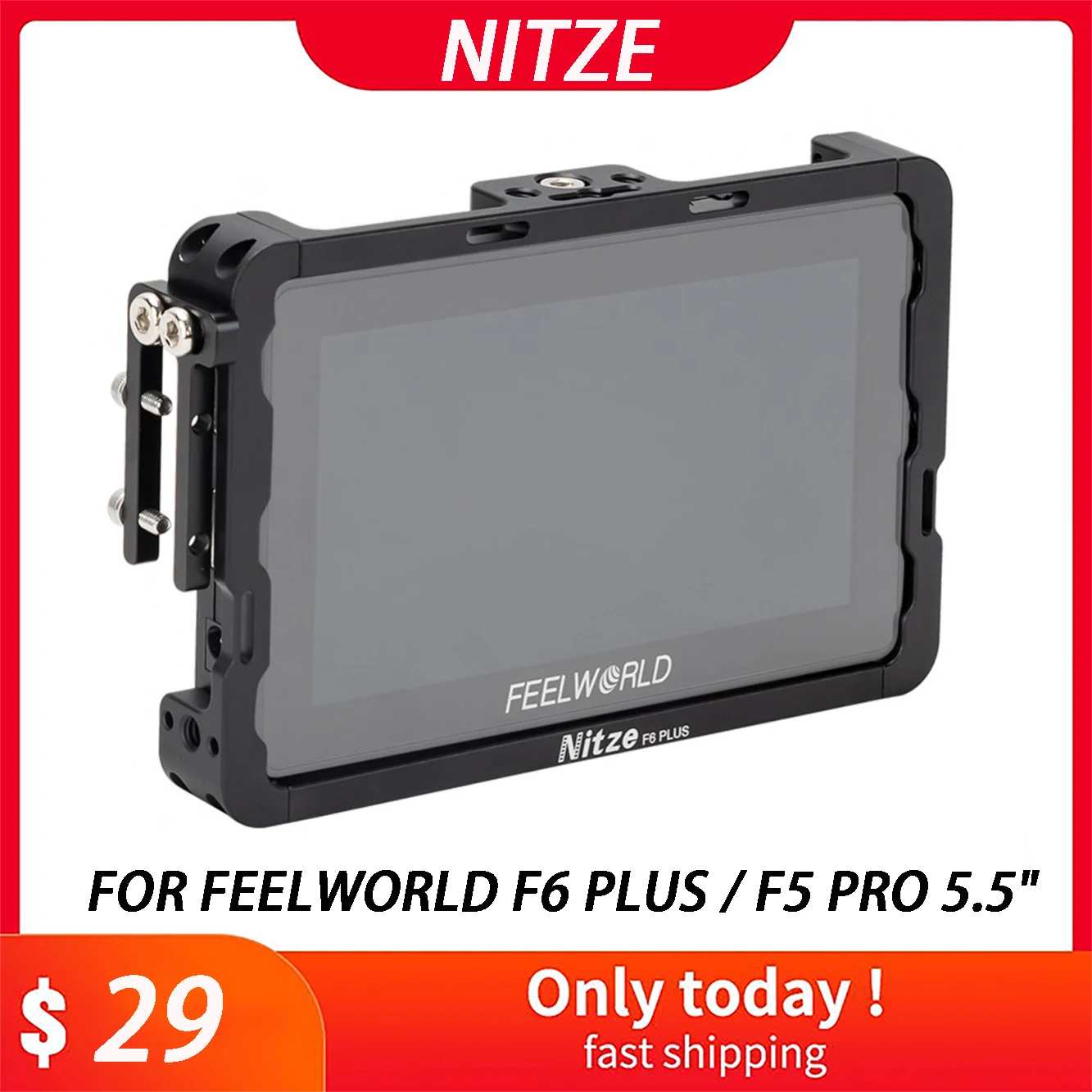 Клетка Nitze для монитора Feelworld F6 Plus / F5 Pro 5 дюйма с HDMI-кабелем зажим экрана кабельный