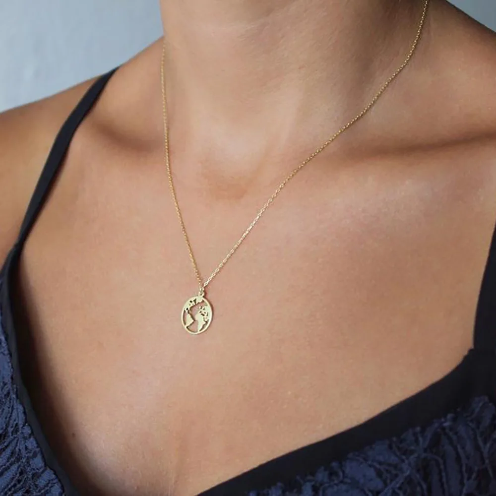 Модные карта мира круглый кулон ожерелье с длинной цепочкой женские и мужские