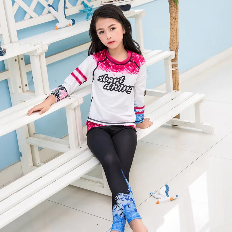 Sbart Children Rash Guard Long Sleeve Lang Pants for Gilrs Lycra Swimsuit Triathlon Outdoor Sport Suit Kids Quick Dry UPF 50+ | Спорт и