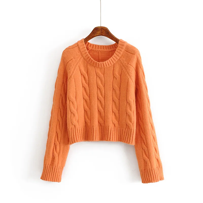 2019 женский свитер весенний твист вязаный мягкий Повседневный короткий с длинным