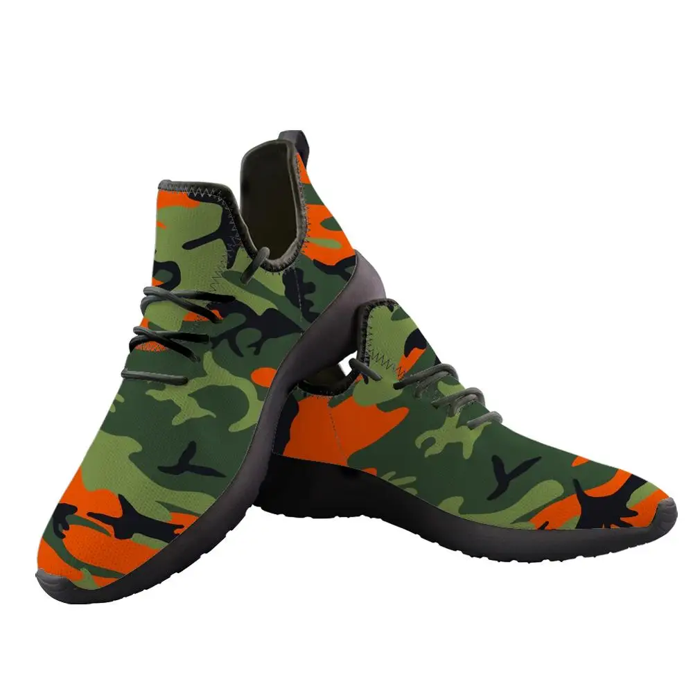 ELVISWORDS 2019 Vulcanize Shoes Print on demand Camouflage Men Thick bottom Knit Mesh Sneakers Casual Flats for teen Large sizes |