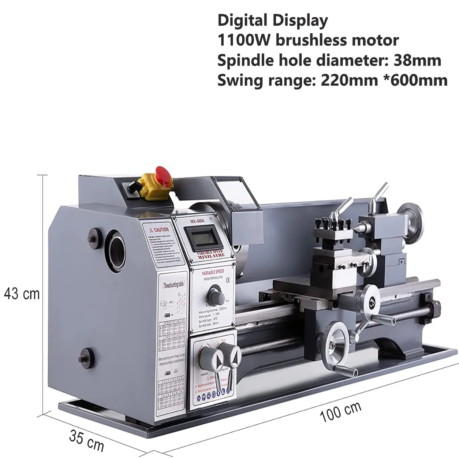 Токарный станок 8 7 дюйма x 23 6 1100 Вт точный токарный мини-станок с бесщеточным
