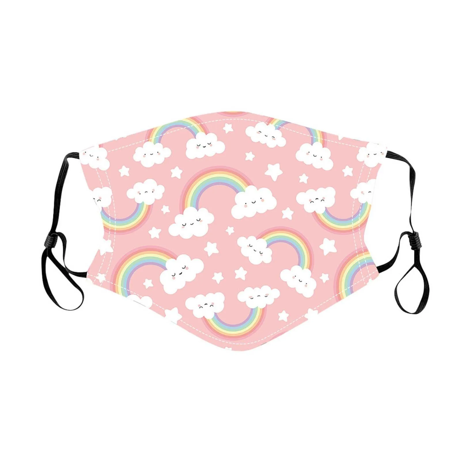 Beautiful Rainbow Clouds Face Mask Children Kids Girl Adjustable Washable Reuse Printed Cute Facial masque enfant | Красота и