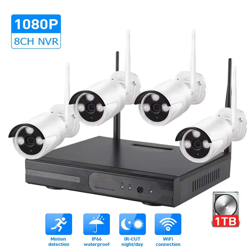 1080P nvr CCTV комплект wifi камера Система Ip наружная система безопасности