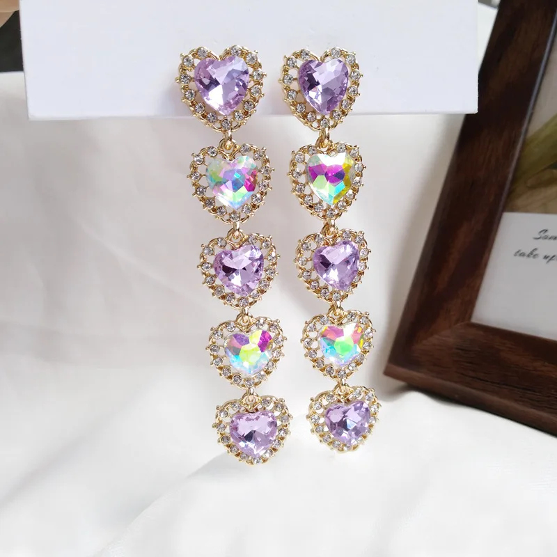 Ювелирные длинные серьги из серебра 925 с нитями, украшенные красочным стеклом высокого качества для женщин.