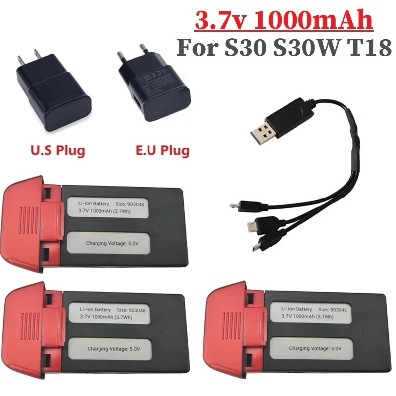Литий-полимерный аккумулятор 3 7 в 1000 мА/ч + зарядное устройство USB для SJRC S30W S30 T18