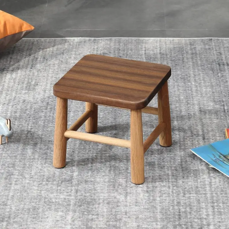 Скандинавский сетчатый красный табурет из цельной древесины квадратный Детская