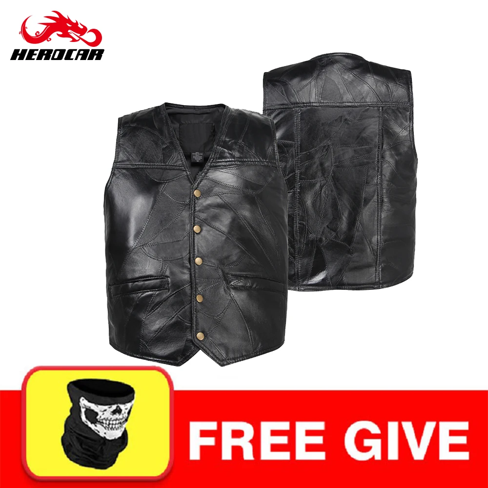 New Motorcycle Jacket Mens Genuine Leather Vest Punk Retro Classic Style Biker Club Casual Moto Clothing | Автомобили и мотоциклы