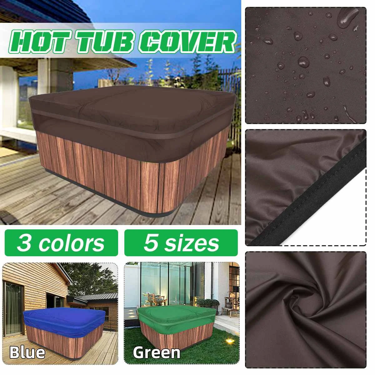 Универсальная накладка на ванну, защищающая от всех погодных условий, крышка для спа из водонепроницаемой ткани Oxford, предотвращающая попадание снега и пыли.