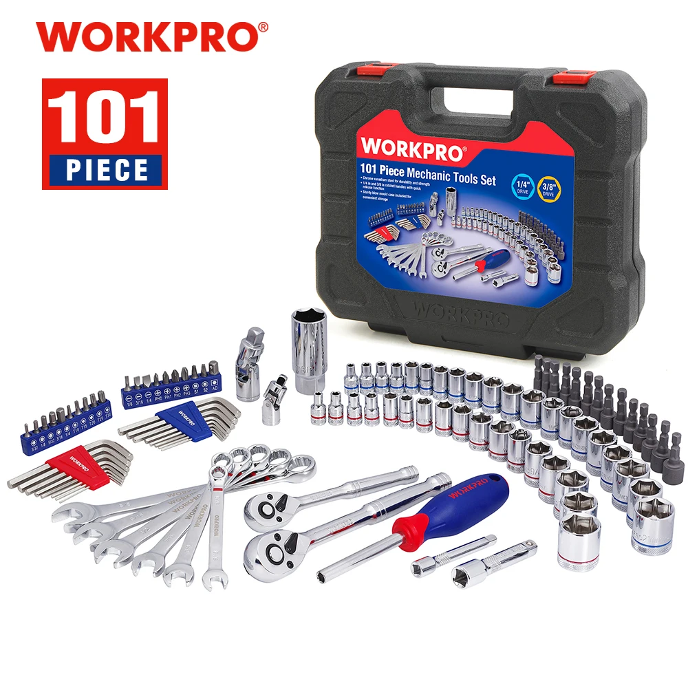 WORKPRO 35PC-164PC Home Tool Set for Car Repair Socket 1/4&quot 3/8&quot 1/2&quot Ratchet Wrenches | Инструменты