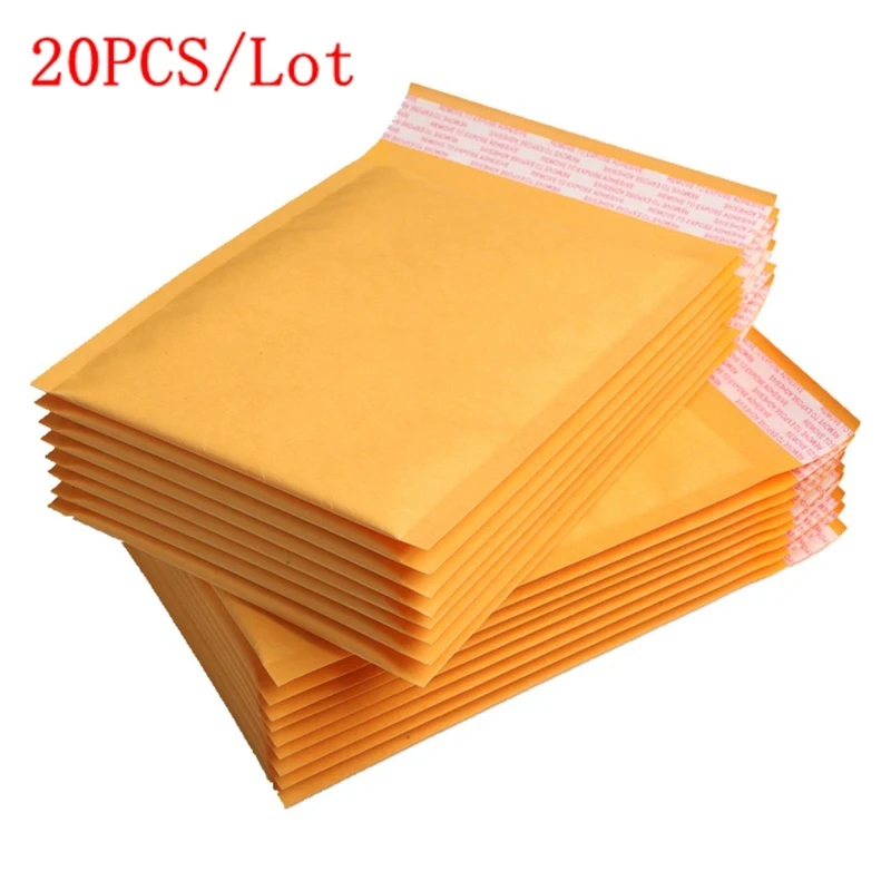 20Pcs/Lot Yellow Kraft Paper Bubble Envelope Bag Different Size Mailing Bags Moistureproof Self-Seal Shipping Drop | Канцтовары для