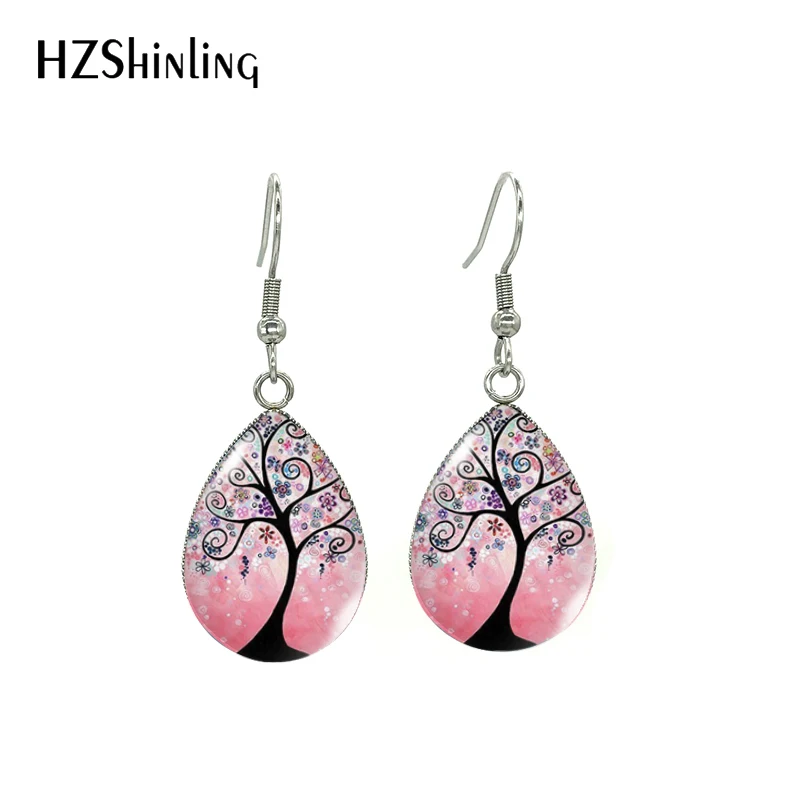 Винтажный пейзаж дерево красочное Дерево жизни масляная живопись слеза капли