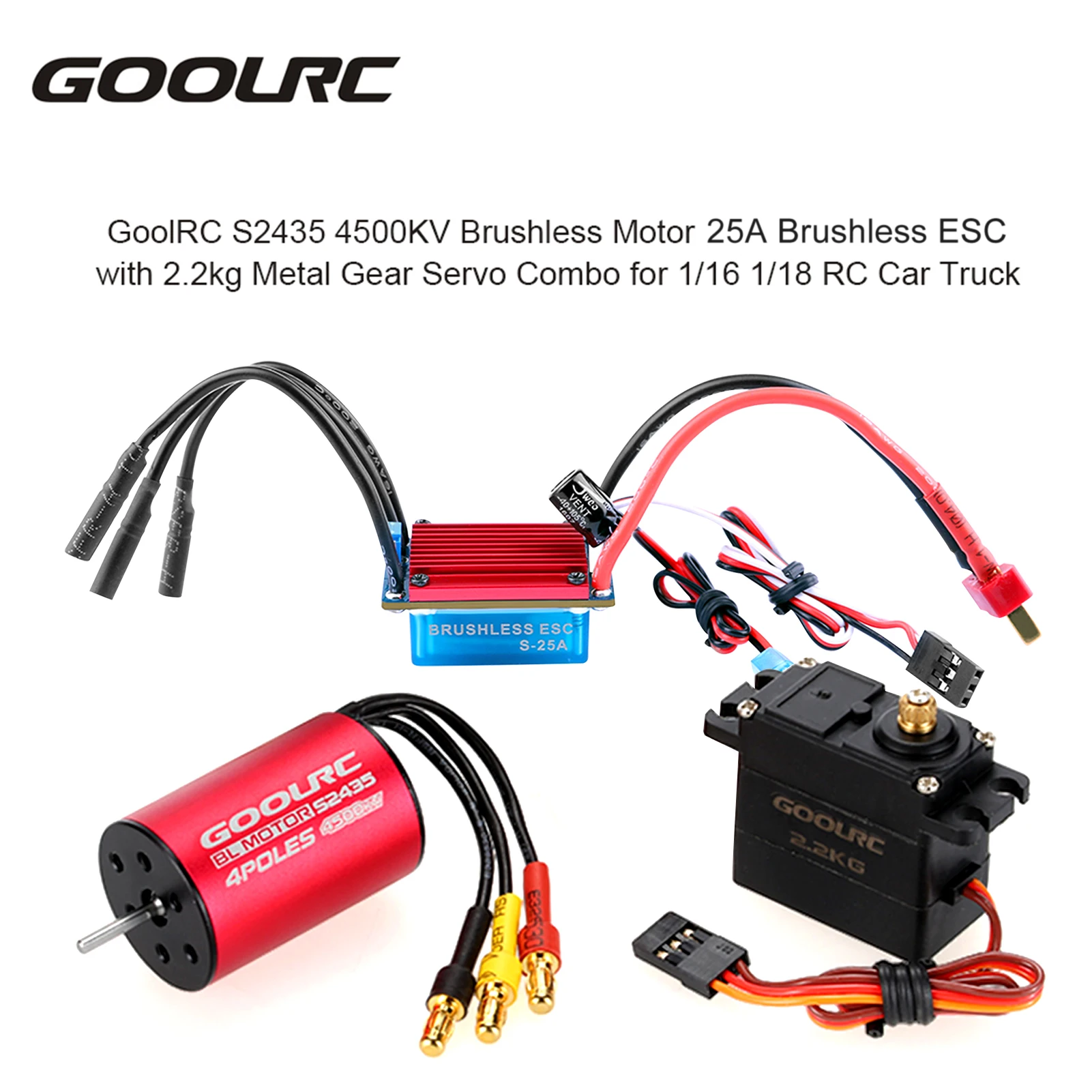 GoolRC S2435 4500KV бесщеточный двигатель 25A Brushless ESC 2 kg металлическая Шестерня