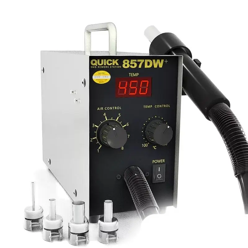 Оригинальная паяльная станция Quick 857DW + с термофеном 580 Вт нагреватель спиральный