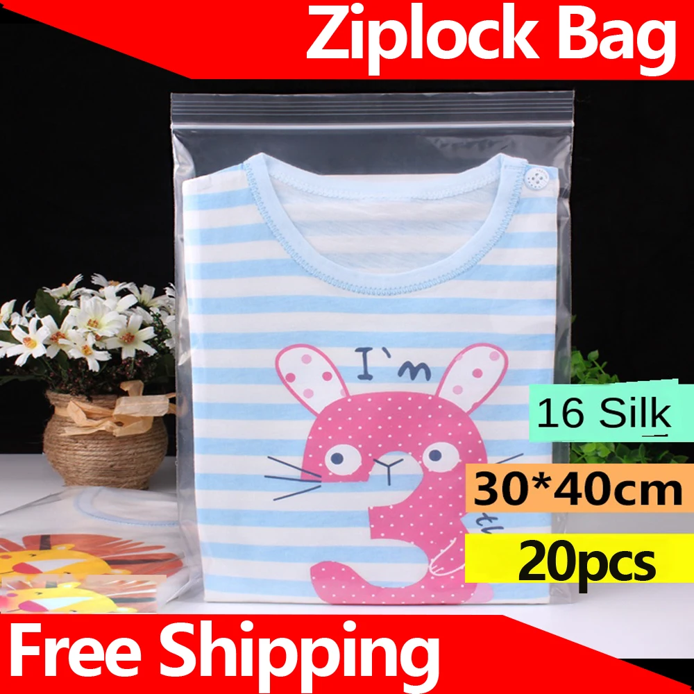 Прозрачный пластиковый пакет с застежкой-молнией 30x40 см очень толстый 0 16 мм