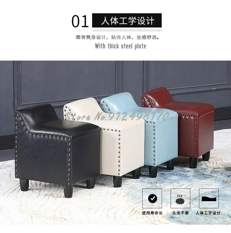 Кожаный табурет квадратный маленький кожаный стул для дивана KTV туфель | Мебель