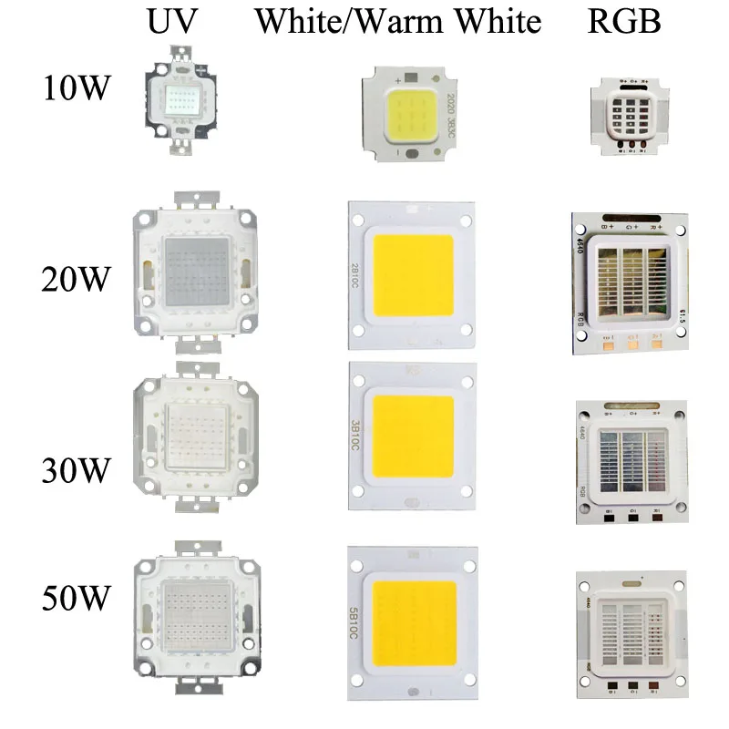 10pcs 50pcs Cool/Warm White High Power SMD UV RGB Lamp COB LED Chip Flood Light Bead | Освещение