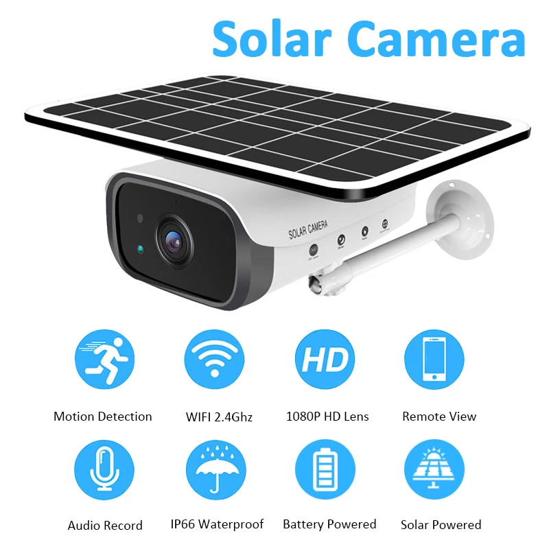 Солнечная WiFi IP камера 1080P HD наружная Зарядка батарея беспроводная безопасности