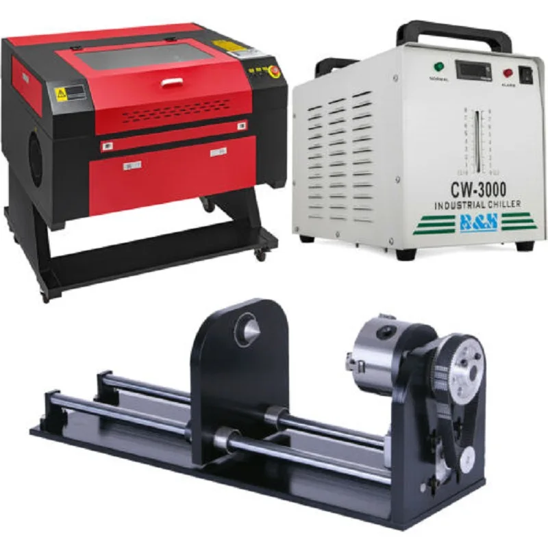 Лазерный резак для гравировки Ruida 6442 80 Вт CO2 с промышленным охладителем воды и