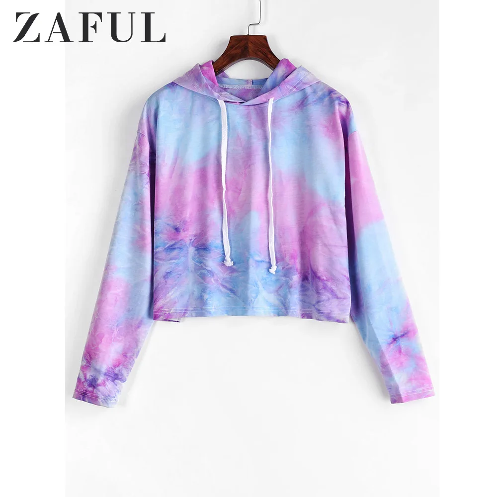 Женская укороченная толстовка с капюшоном и завязками ZAFUL короткие свитшоты