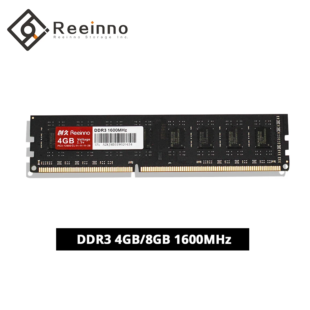 Eeinno ram DDR3 8 ГБ 4 Частота памяти 1600 МГц память оперативная ddr 3 11-11-11-28 240pin пожизненная