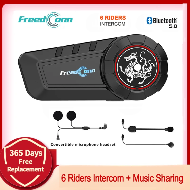 FreedConn мотоциклетная гарнитура для шлема 6 Riders Group Talking Bluetooth 5 0 fm-радио