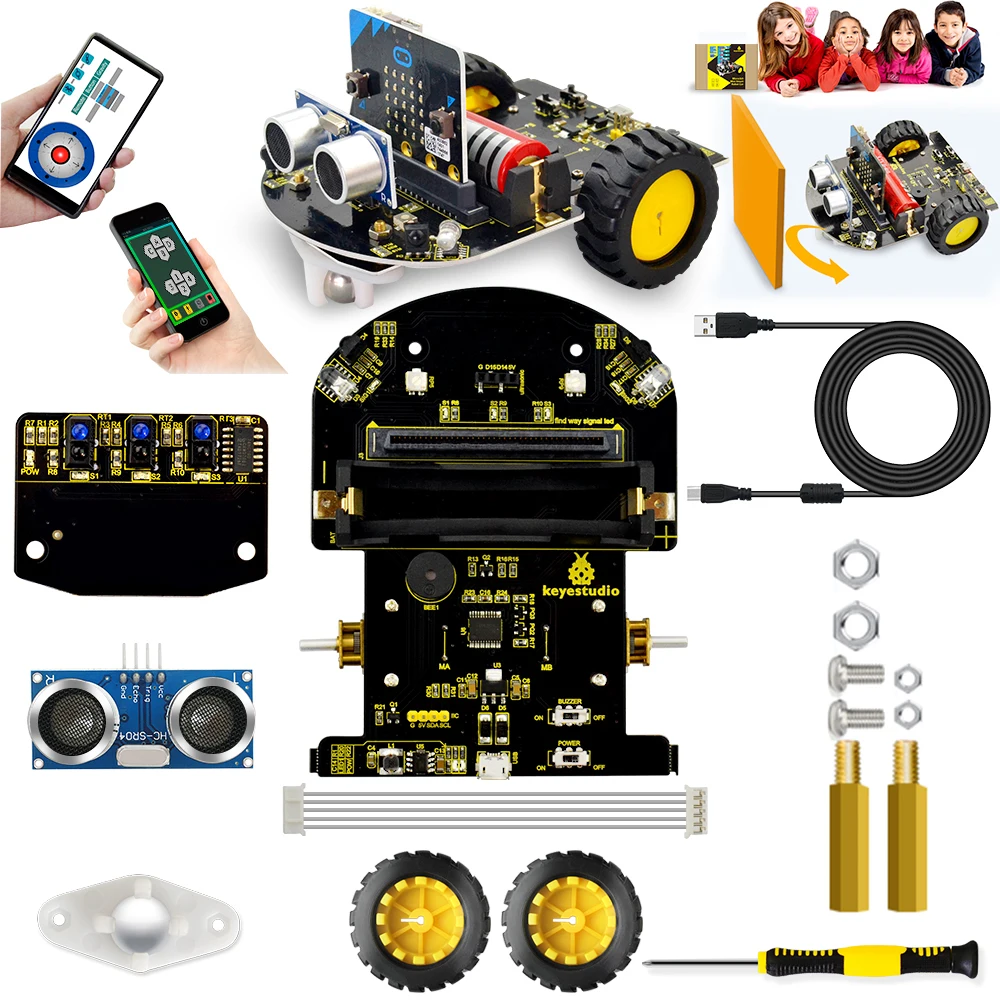 Keyestudio микро: бит мини умный робот автомобиль для Arduino (нет основной платы) |