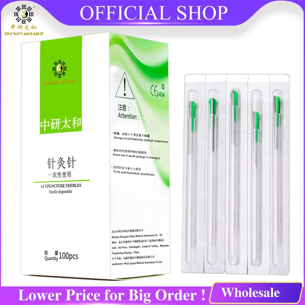 100 PCS ZHONGYAN TAIHE Acupuncture Needle Sharp Disposable Sterile Beauty Massage Each with Indivual Guide Tube Therapy | Красота и