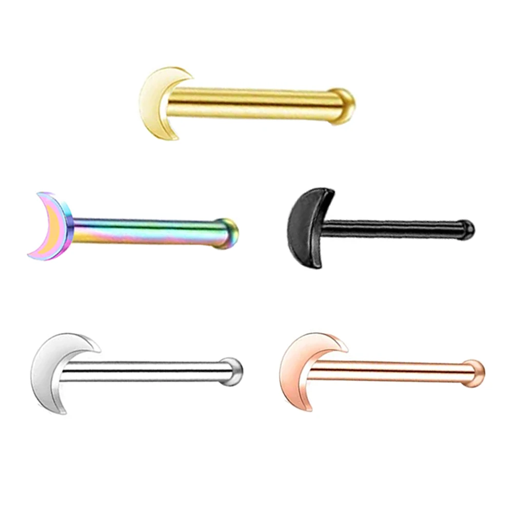 JUNLOWPYMoon хирургическая сталь шпильки для носа пирсинг Nez L-образные хрустальные