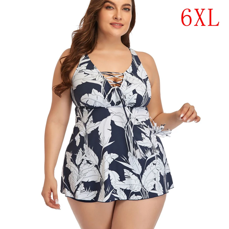 2021 Новый размера плюс 6XL танкини набор Для женщин купальники Винтаж Цветочный