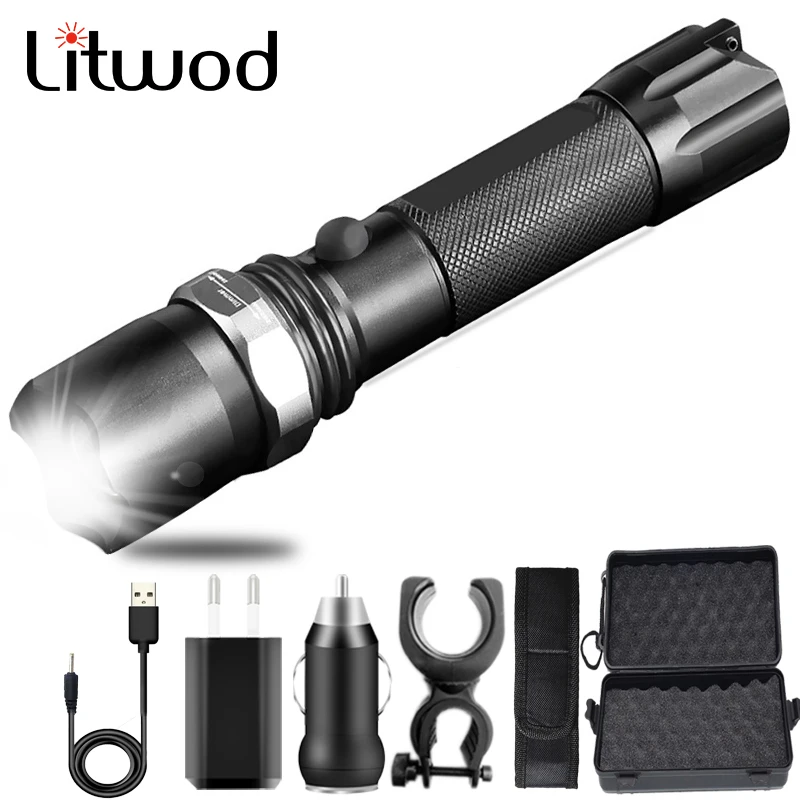 Тактический светодиодный фонарик с головкой атаки XM-L2 U3 водонепроницаемый