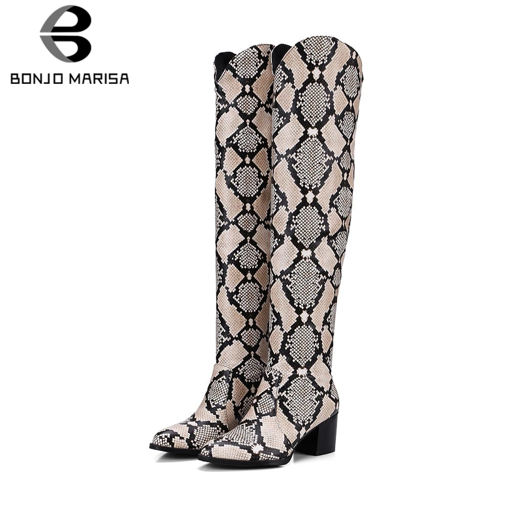 BONJOMARISA/женские сапоги размера плюс Большие размеры 32-48 Модные вечерние смешанные