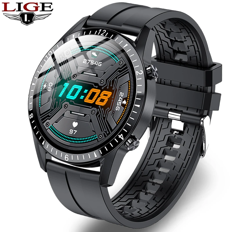 LIGE 2020 New Smart watch Bluetooth call heart rate blood pressure fitness men for iOS Android +Box | Электроника