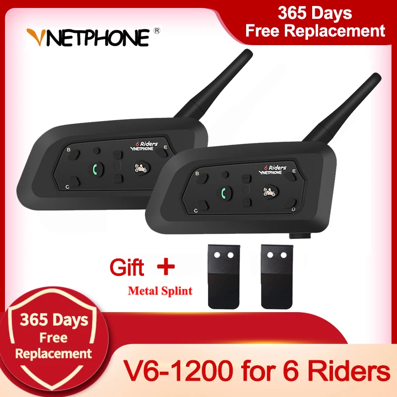 Vnetphone V6 1200 м Мотоциклетный Bluetooth шлем домофон полный дуплекс motocicleta гарнитуры для 6