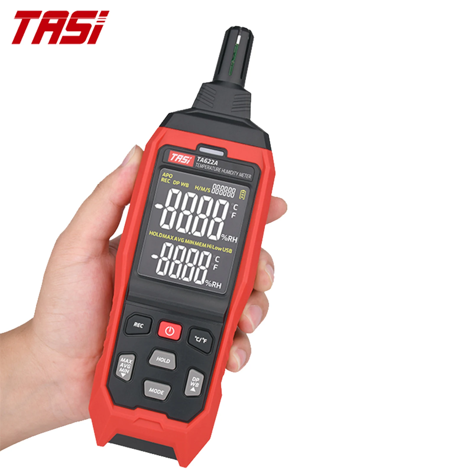 Термогигрометр TASI TA622A с диапазоном измерения температуры -40~80℃/-40~176℉, LCD термометром и гигрометром с показаниями сухого и мокрого термометра в окружающей среде.