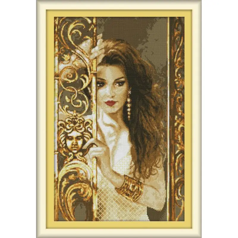Joy Sunday New Cross Stitch Kit Woman Behind The Railing Needlework 11&amp14CTDIY Easy Handmade Embroidery Wall Painting &amp Gift |
