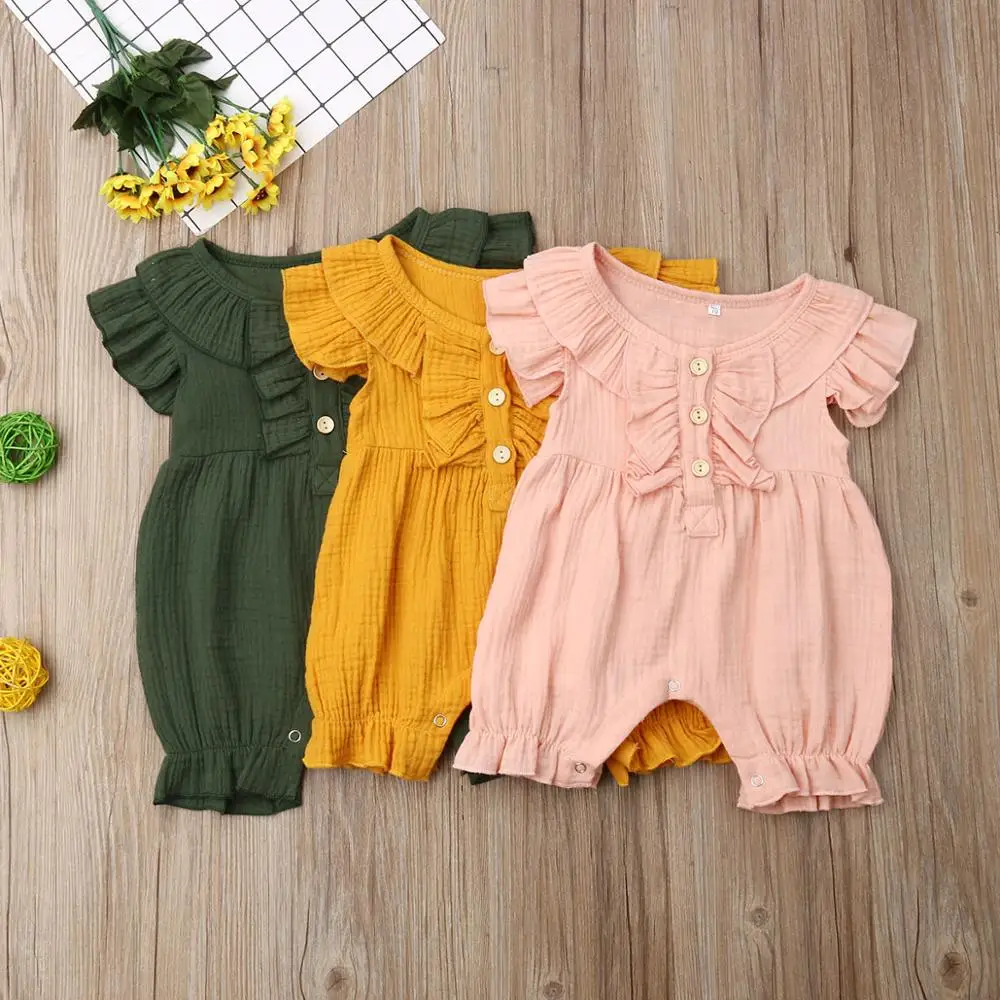 Повседневный комбинезон для новорожденных девочек летний женский с коротким
