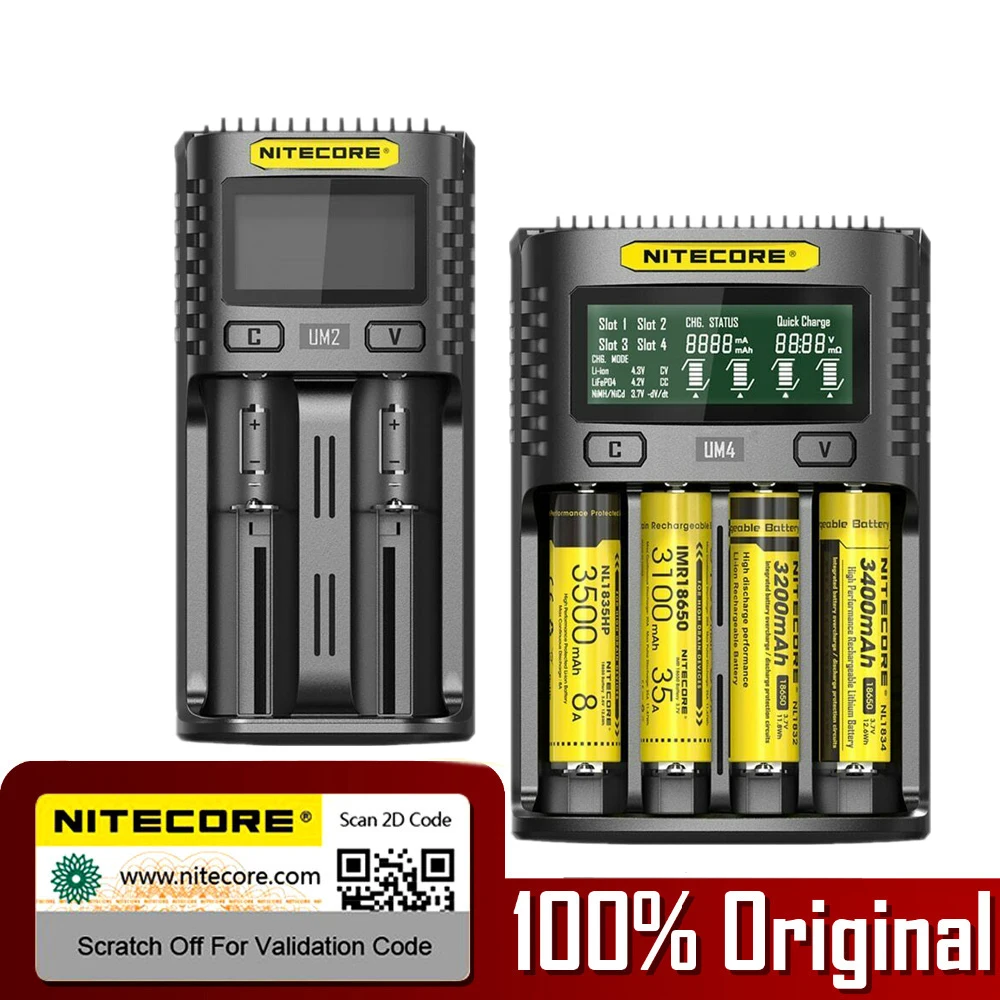 Зарядное устройство NITECORE UMS2 UMS4 UM2 UM4 SC4 для 18650 16340 21700 20700 22650 26500 18350 aa aaa | Электроника