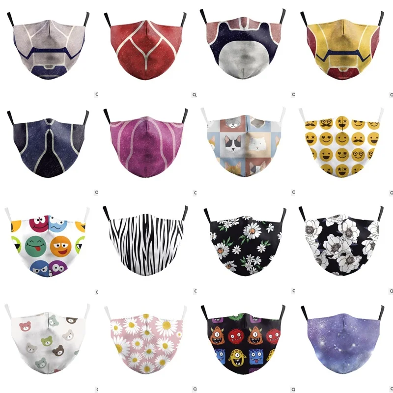 1pcs Unicorn Adult Cotton Mask Mickey Skull Sonic Mouth PM2.5 Anti Haze dust-proof Washable Reusable Face Masks 3D Print | Красота и