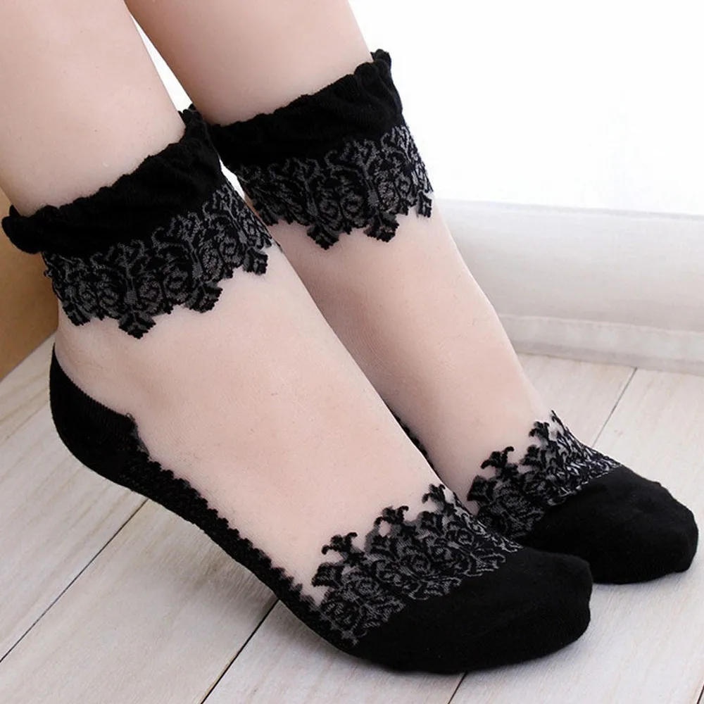 BONJEAN Women's Lace Socks 2020 Summer Fashion Sexy Transparent Loose Thin Non-slip Ultra-thin Female BJ2080 | Женская одежда