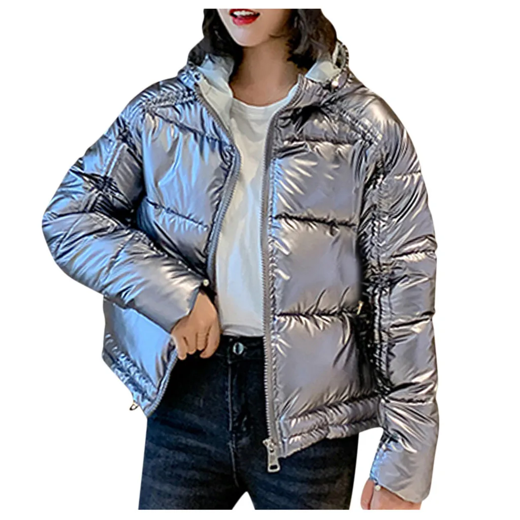 Fashion Women Winter Warm Luminous Hooded Cotton Jacket Solid Long sleeve zipper hoodie chaquetas mujer 2019#G3 | Женская одежда