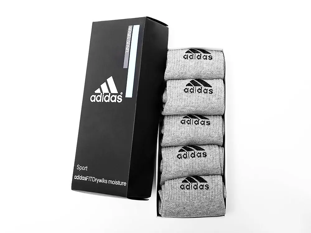 Носки длинные Adidas - 5 пар Серый | Мужская одежда