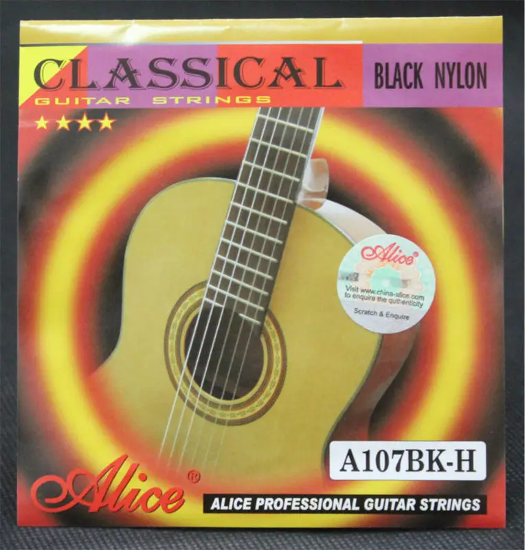 1 комплект струны для классической гитары Alice A107BK-H Black Nylon H85 с покрытием из