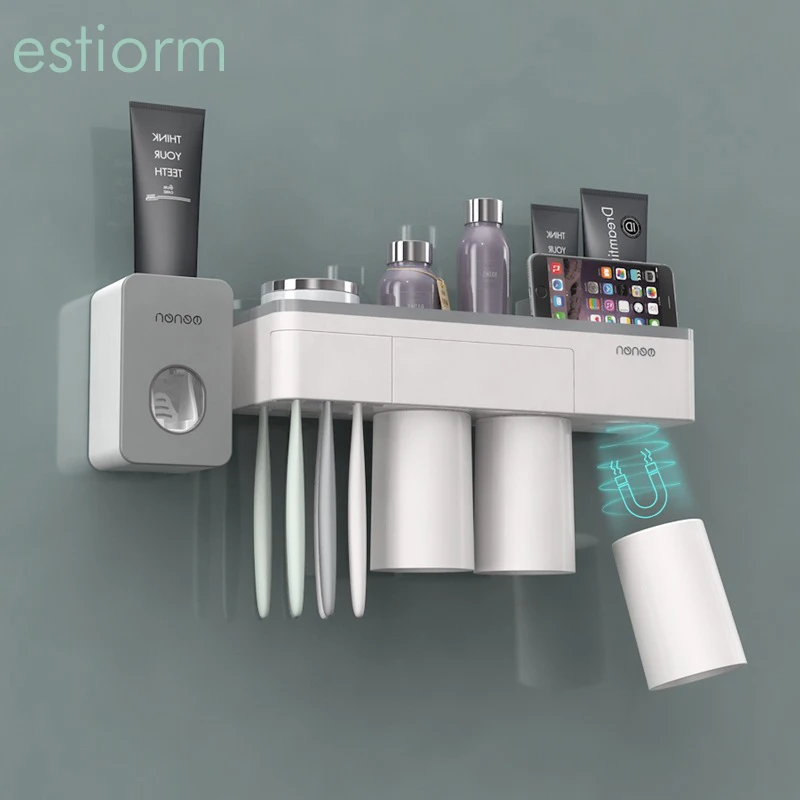 Настенный магнитный держатель для зубной щетки органайзер с чашкой диспенсер